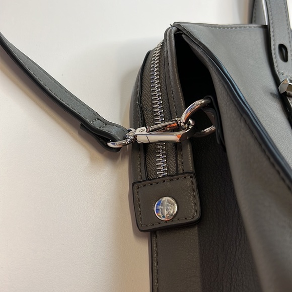 INC International Concepts Gray Haili Satchel Leather Hand Bag w/ Shoulder Strap - Picture 3 of 7